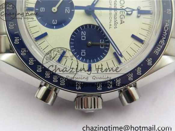 0111 Speedmaster SS Snoopy Apollo OMF Best Edition White Dial on SS Flat link Bracelet Venus Trendy 7882